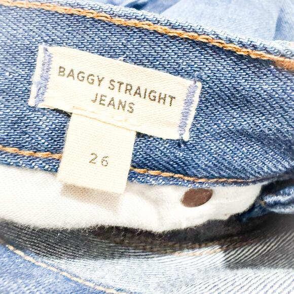 Madewell Baggy Straight Dark Wash Denim Jeans Wide Leg Size 26 NH643 - Picture 6 of 9